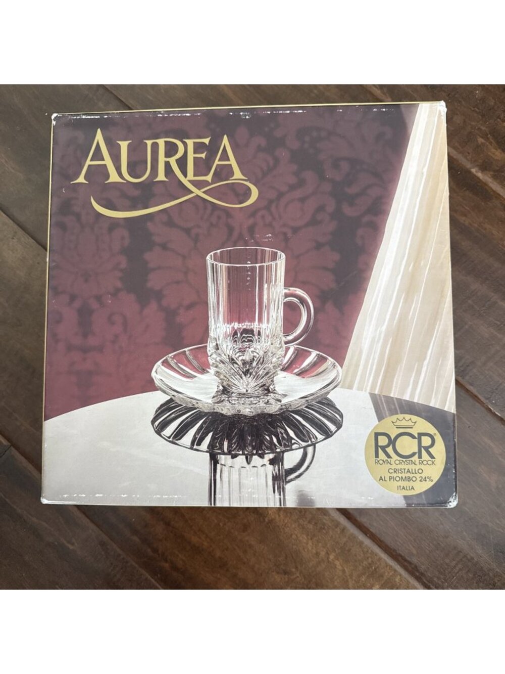 Rare Vintage Royal Crystal Rock Aurea Toddy Cup & Saucer Set New Unused
